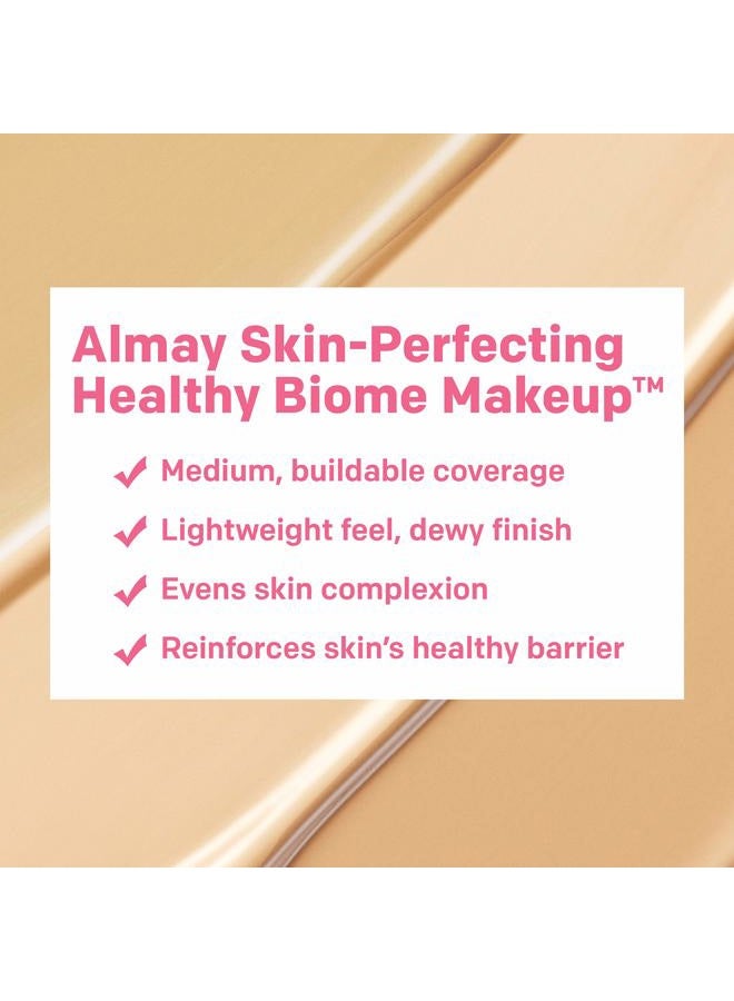 Almay Skin Perfecting Healthy Biome Foundation Makeup with Prebiotic Complex SPF 25, Hypoallergenic, -Fragrance Free, 140 Golden, 1 fl. oz. - Image 3