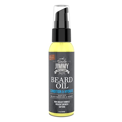 Uncle Jimmy Beard Oil, Restores Moisture, Softens and Reduces Beard Itch for Facial Hair of All Lengths, Made with Black Seed Oil & Honey 2oz (T108) - Image 1