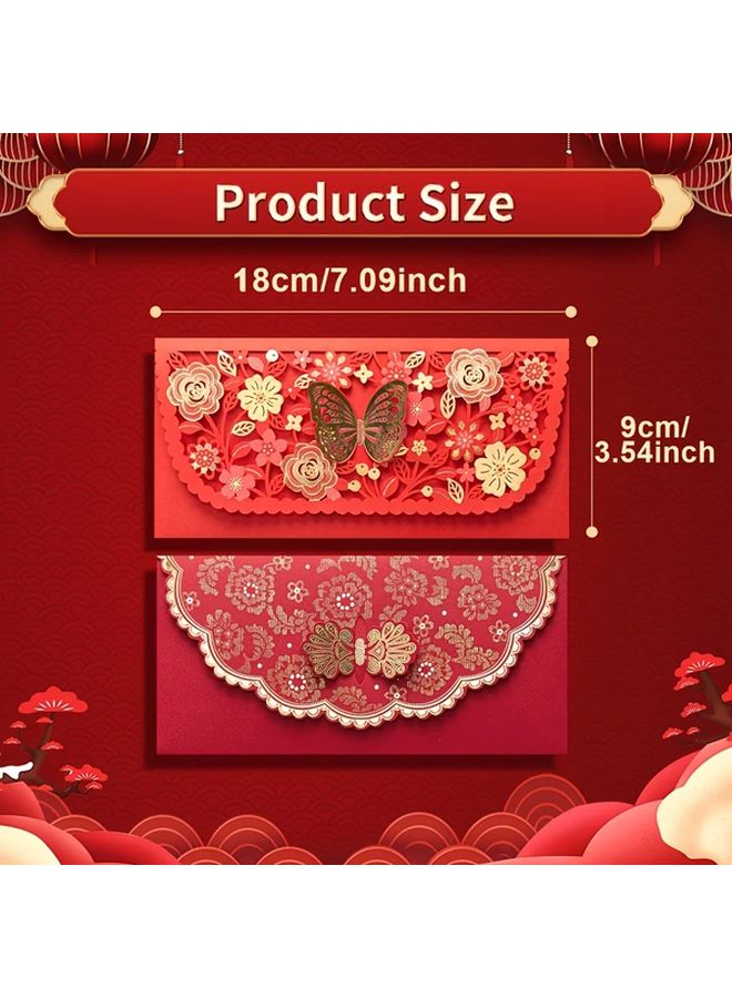 10 قطعة من مغلفات الأموال التقليدية الصينية الحمراء هونغ باو لحقائب هدايا رأس السنة القمرية - Image 5