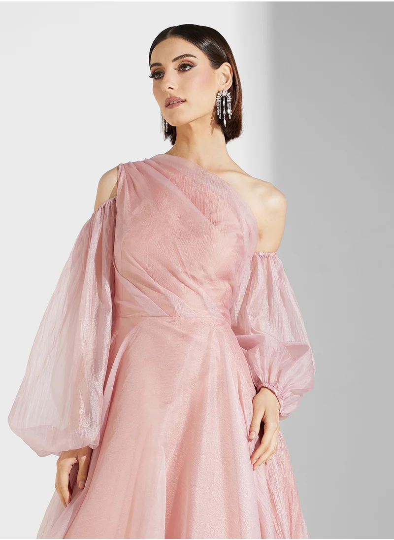 Namshi x One Shoulder Dress With Deatachable Sleeves