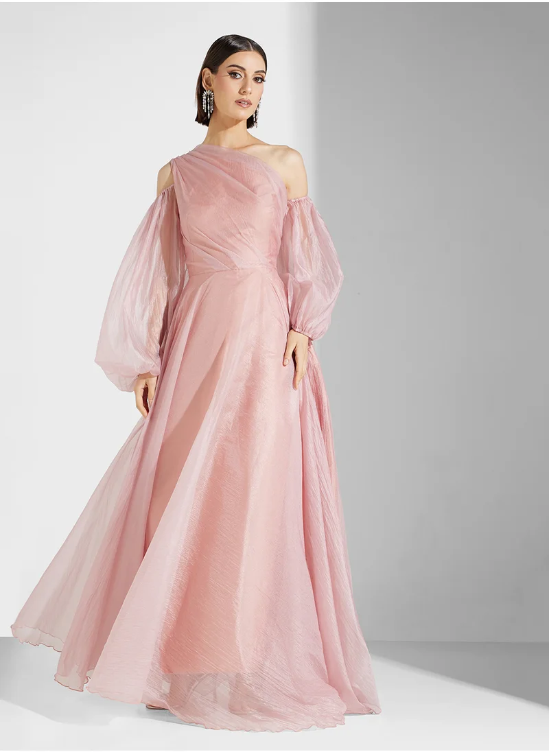 Namshi x One Shoulder Dress With Deatachable Sleeves