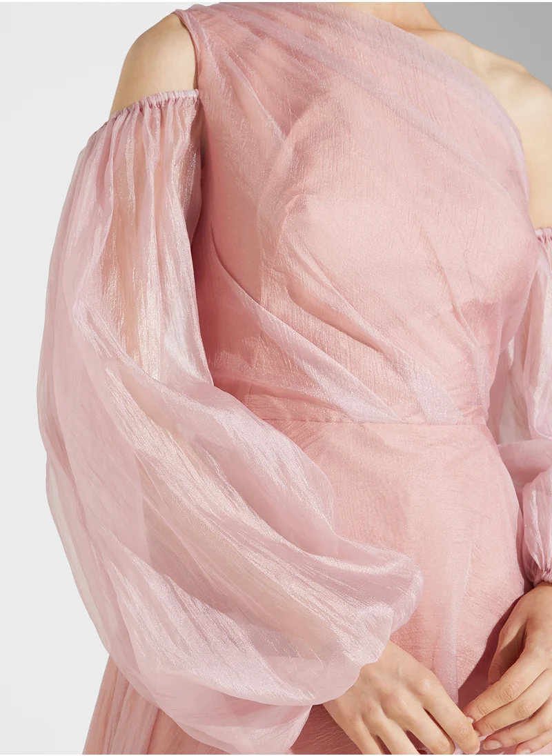 Namshi x One Shoulder Dress With Deatachable Sleeves