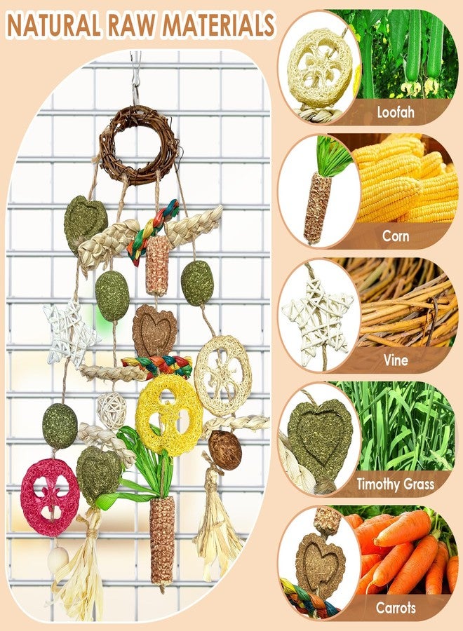 Tyotrbs Rabbit Toys for Bunny Boredom, Hanging Rodent Dental Toy with Papaya Stems Sweet Bamboo Hamsters, Chinchillas, Guinea Pigs (Part D, Cage Hanging Toy) - Image 2