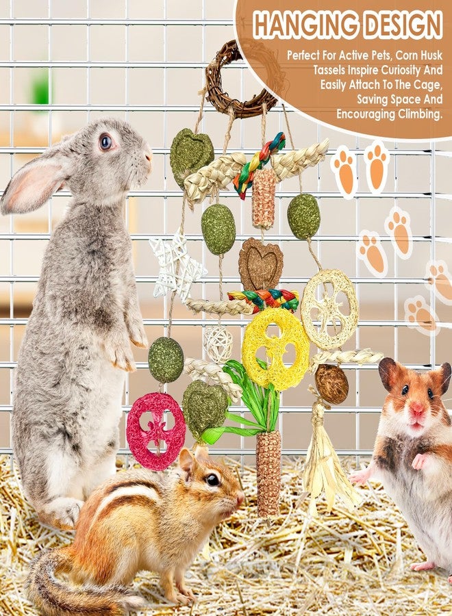 Tyotrbs Rabbit Toys for Bunny Boredom, Hanging Rodent Dental Toy with Papaya Stems Sweet Bamboo Hamsters, Chinchillas, Guinea Pigs (Part D, Cage Hanging Toy) - Image 3