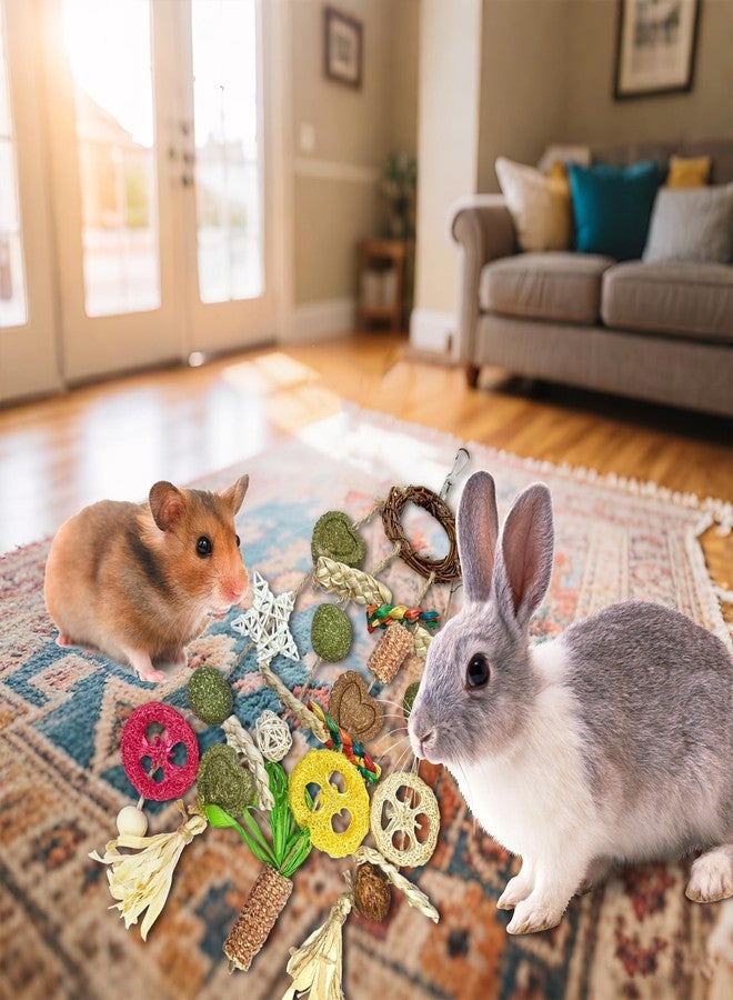 Tyotrbs Rabbit Toys for Bunny Boredom, Hanging Rodent Dental Toy with Papaya Stems Sweet Bamboo Hamsters, Chinchillas, Guinea Pigs (Part D, Cage Hanging Toy) - Image 5