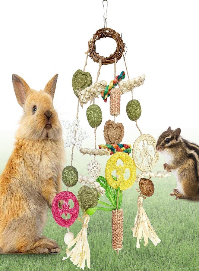 Tyotrbs Rabbit Toys for Bunny Boredom, Hanging Rodent Dental Toy with Papaya Stems Sweet Bamboo Hamsters, Chinchillas, Guinea Pigs (Part D, Cage Hanging Toy) - Image 1