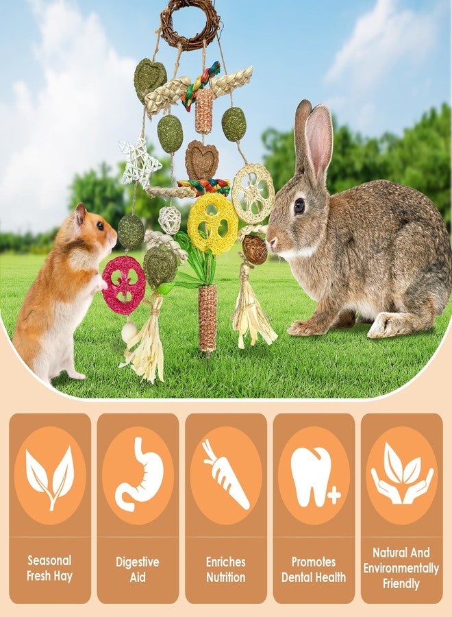 Tyotrbs Rabbit Toys for Bunny Boredom, Hanging Rodent Dental Toy with Papaya Stems Sweet Bamboo Hamsters, Chinchillas, Guinea Pigs (Part D, Cage Hanging Toy) - Image 4