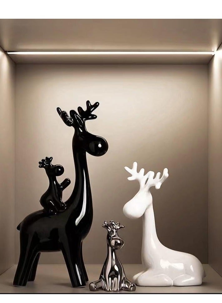 الأزرق جي دبليو إضافة التماثيل الصينية الحديثة والديكور المنزلي والمكتبي مع الحيوانات الجميلة مي دير مجموعة النحت المنزلي - Image 1