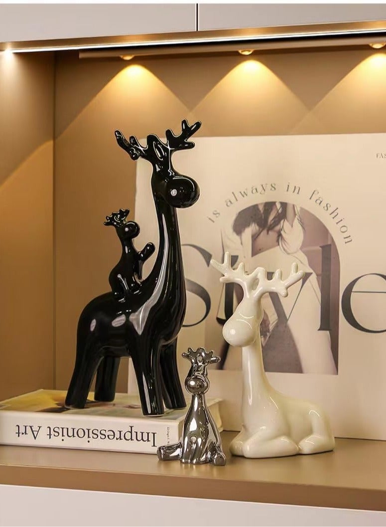 الأزرق جي دبليو إضافة التماثيل الصينية الحديثة والديكور المنزلي والمكتبي مع الحيوانات الجميلة مي دير مجموعة النحت المنزلي - Image 2