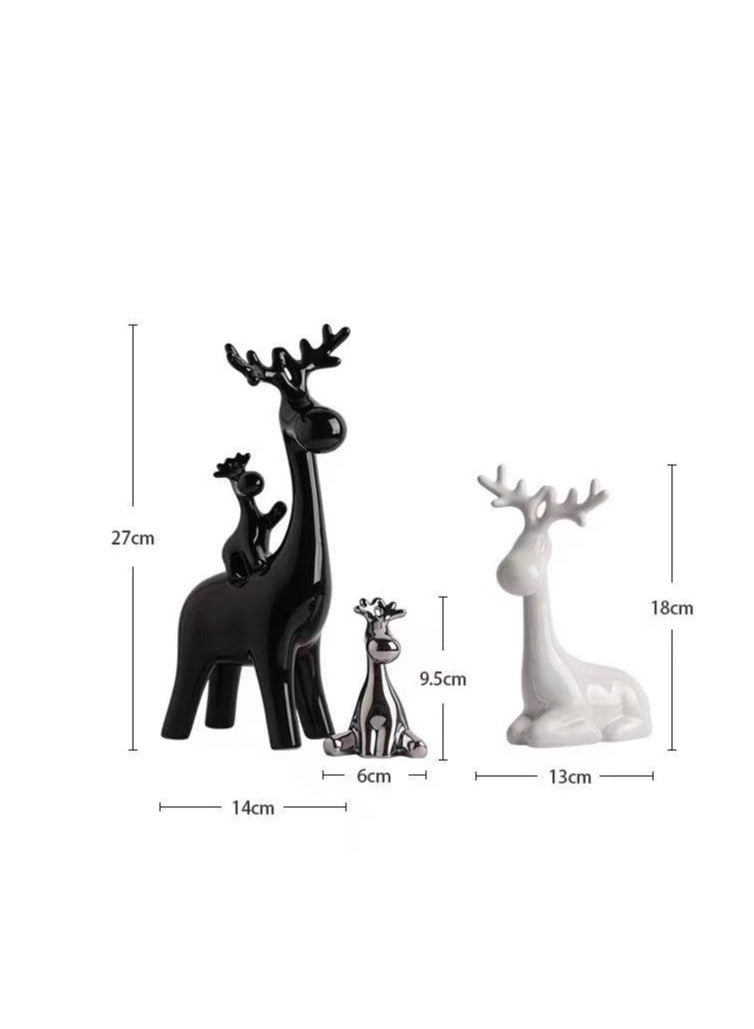 الأزرق جي دبليو إضافة التماثيل الصينية الحديثة والديكور المنزلي والمكتبي مع الحيوانات الجميلة مي دير مجموعة النحت المنزلي - Image 4