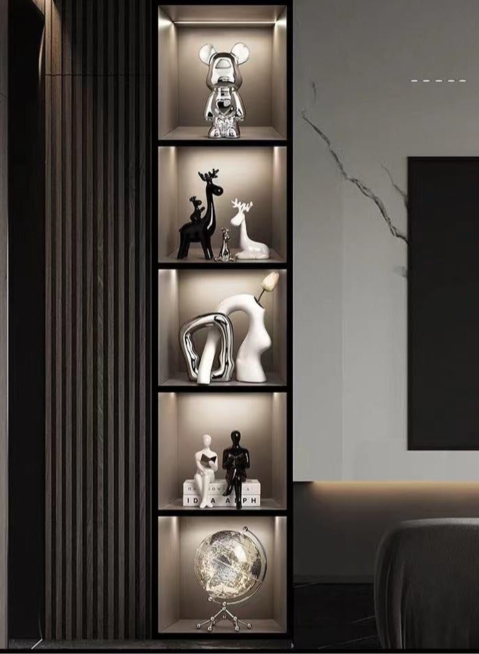 الأزرق جي دبليو إضافة التماثيل الصينية الحديثة والديكور المنزلي والمكتبي مع الحيوانات الجميلة مي دير مجموعة النحت المنزلي - Image 5