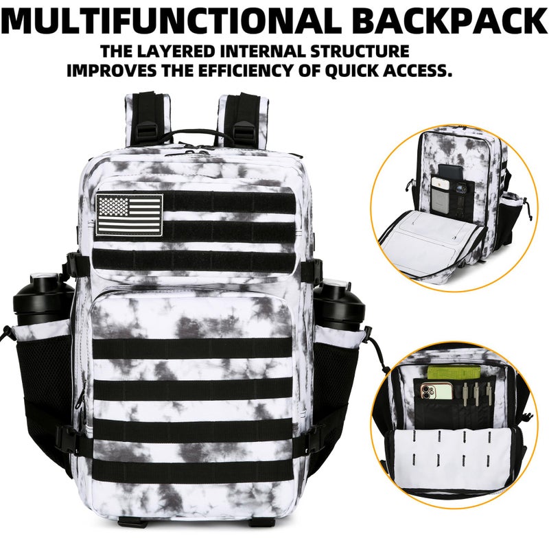 Lovelinks21 45L Tactical Assault Backpack 3 day assault pack with Molle Waterproof backpack Rucksack for Tactical Backpacks (BlackWhite Camo) - Image 4