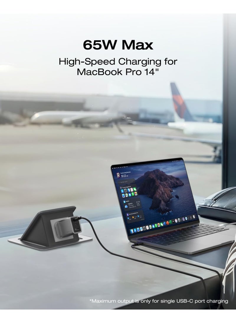 ECOFLOW EF EcoFlow GaN Rapid 65W Charger, 3 Ports, with 100W Cable, Compatible with iPhone 15/14/13, Galaxy, Pixel 4, iPad, AirPods, Apple Watch - Image 3