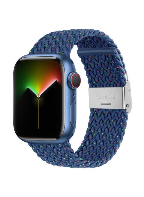 Suitable For Iphone789 Generation Watch Buckle Adjustable Woven Strap IWatch Se Single-loop Elastic Wristband-Color:48# Starlight Blue-Specifications:38/40/41/42(S10)mm