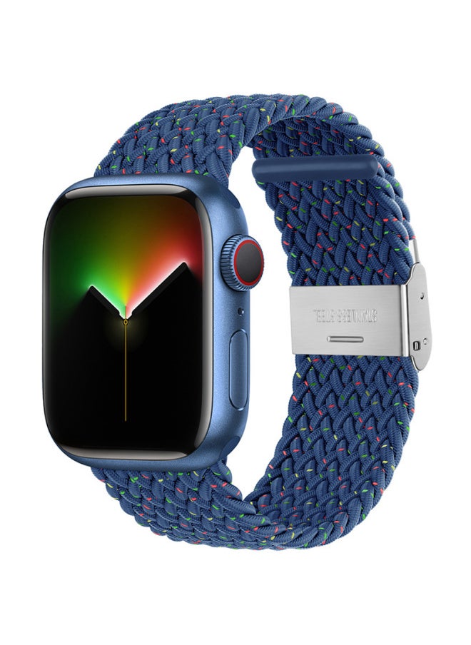 Generic - Suitable For Iphone789 Generation Watch Buckle Adjustable Woven Strap IWatch Se Single-loop Elastic Wristband-Color:48# Starlight Blue-Specifications:38/40/41/42(S10)mm - Image 1