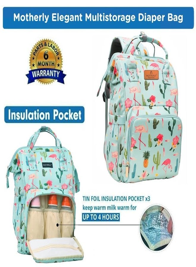 موذرلي حقيبة حفاضات أنيقة ومخصصة للأمهات للسفر، حقيبة حمل للأطفال حديثي الولادة، حقيبة سفر للأمهات، حقيبة أطفال مقاومة للماء مع ضمان (لون أخضر فاتح) - Image 3