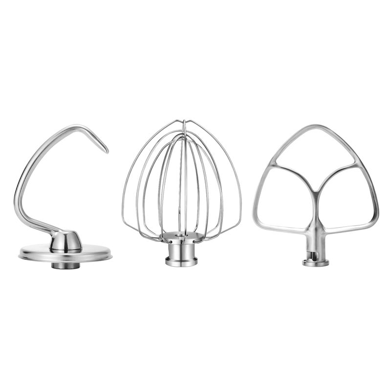 Wiselet Stainless Steel Accessories for KitchenAid 4.5-5 Qt Tilt Head Stand Mixer, Includes 6 Wire Whisk, Flat Beater, Dough Hook for KitchenAid, Dishwasher Safe and Heavy Duty, Fits for KSM45, KSM150 - Image 1