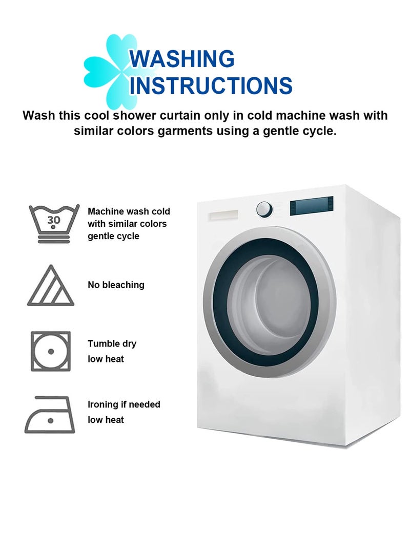 HomarKet Marble Bathroom Shower Curtain,Grey and White Fabric 180*200CM Shower Curtain with Hooks,Unique 3D Printing,Decorative Bathroom Accessories,Water Proof,Reinforced Metal Grommets - Image 3