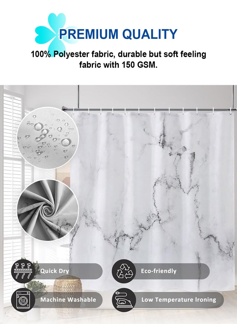 HomarKet Marble Bathroom Shower Curtain,Grey and White Fabric 180*200CM Shower Curtain with Hooks,Unique 3D Printing,Decorative Bathroom Accessories,Water Proof,Reinforced Metal Grommets - Image 4