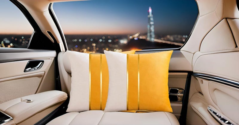 HIMS Velvet Sofa Pillow Cover Set of 2, Cushion Covers 16 inch x 16 inch for Cushion Covers Decor Living Room Sofa Bedroom Car (Yellow/White, 16x16 Inch) - Image 5