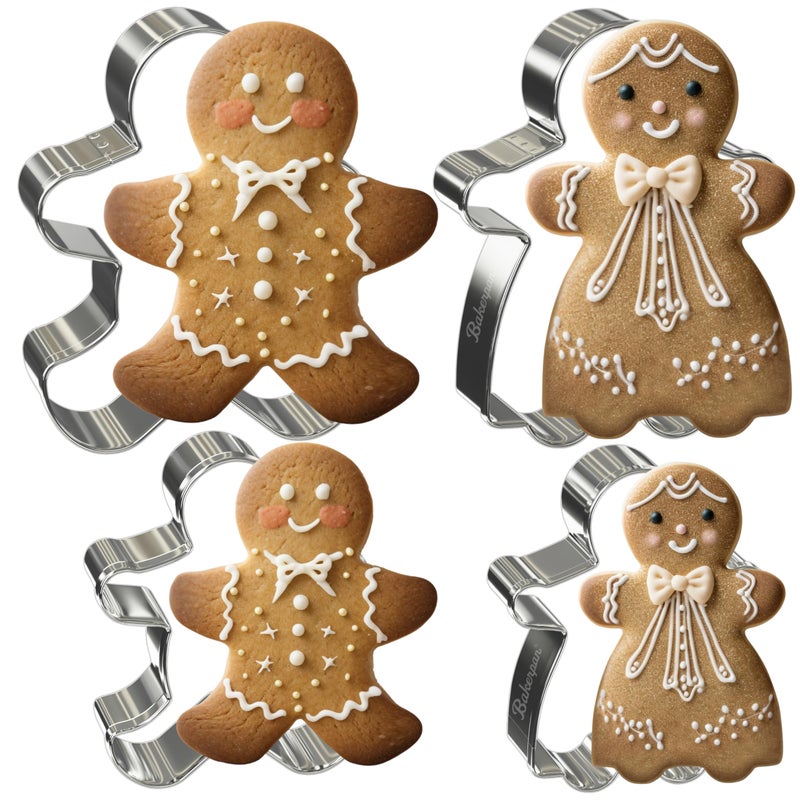Bakerpan Stainless Steel Gingerbread Cookie Cutters Boy and Girl Gingerbread Cookie Cutter Set  35  4 Inch