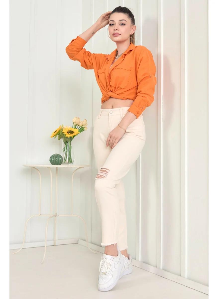 Tofisa 11603-EKRU Gabardine Trousers