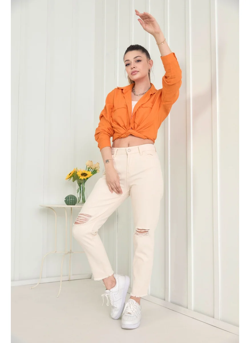 Tofisa 11603-EKRU Gabardine Trousers