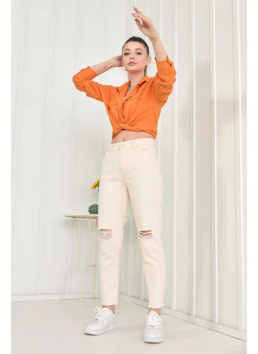 Tofisa 11603-EKRU Gabardine Trousers