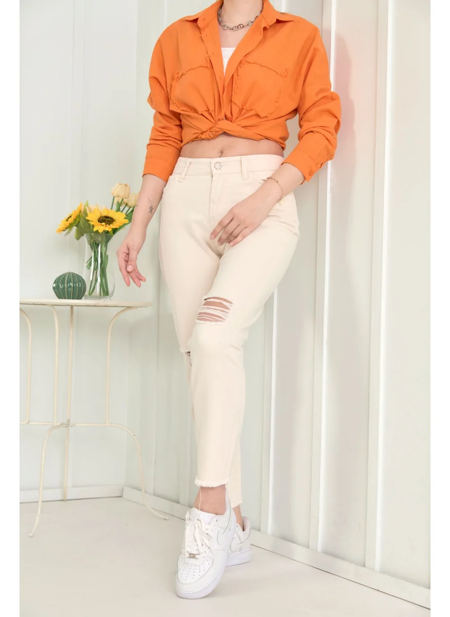 Tofisa 11603-EKRU Gabardine Trousers