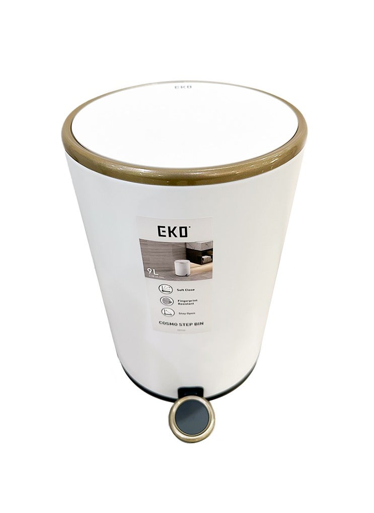 COSMO SERIES | Brushed Matte Finish | Soft-Closing | Fingerprint-Resistant | Round Deluxe Pedal Trash & Garbage Bin | Compact Design Versatile For Tight Spaces | 9 Liters