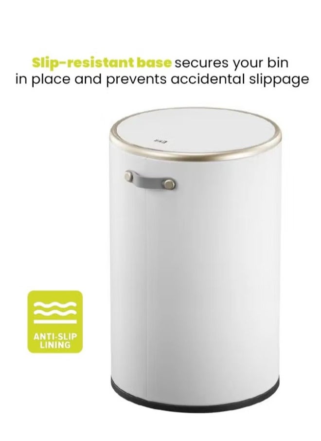 COSMO SERIES | Brushed Matte Finish | Soft-Closing | Fingerprint-Resistant | Round Deluxe Pedal Trash & Garbage Bin | Compact Design Versatile For Tight Spaces | 9 Liters