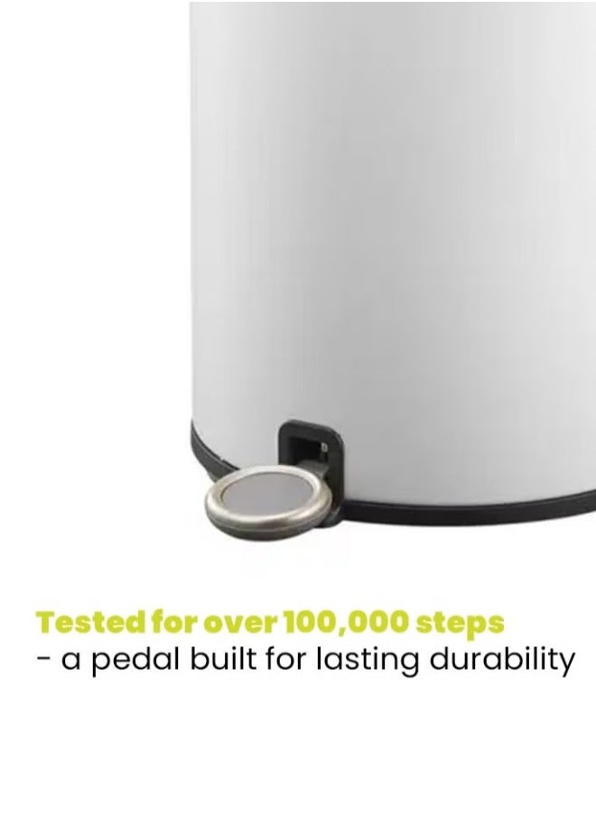 COSMO SERIES | Brushed Matte Finish | Soft-Closing | Fingerprint-Resistant | Round Deluxe Pedal Trash & Garbage Bin | Compact Design Versatile For Tight Spaces | 9 Liters