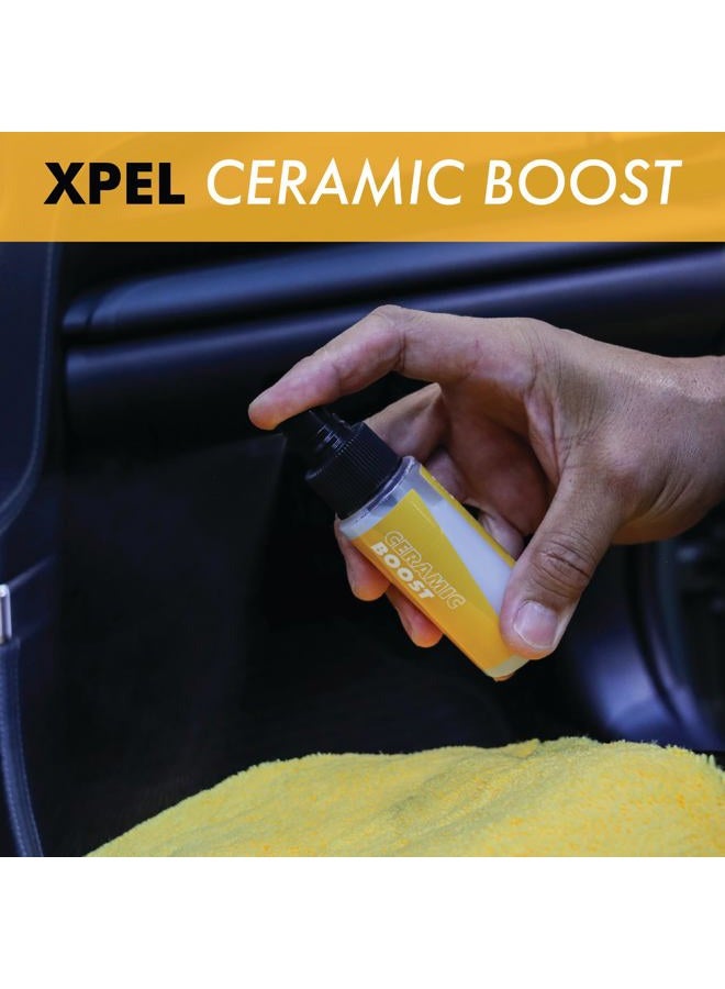 XPEL طقم العناية الداخلية 3 قطع – مجموعة تنظيف السيارة للأسطح الداخلية، الزخارف والزجاج | منظف داخلي، تعزيز سيراميك، منظف زجاج آمن للتلوين ومنديل ميكروفايبر فاخر في حقيبة تحمل علامة تجارية - Image 3