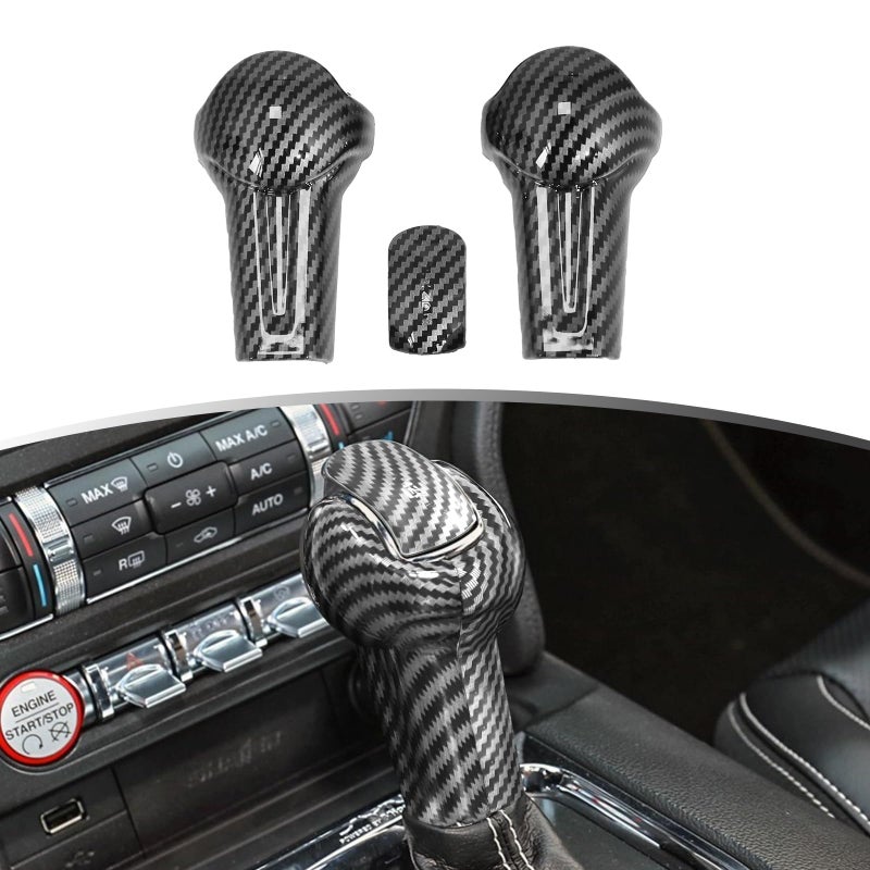 Naisec for Ford Mustang Accessories 20152023 Gear Shift Knob Cover Trim Compatible Black Carbon Fiber