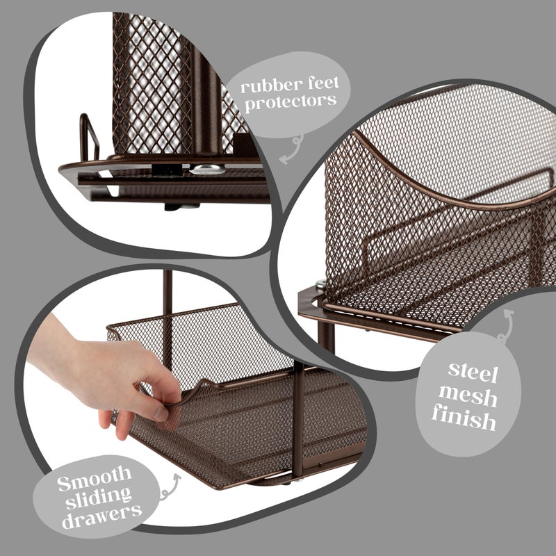 Sorbus 2 Tier Metal Under Sink Organizer for Bathroom  Kitchen  Strong Steel Mesh Sliding Drawers for Under Sink  Under Cabinet  Closet  Kitchen  Pantry  Bathroom Organizers and Storage (Brown) - Image 5