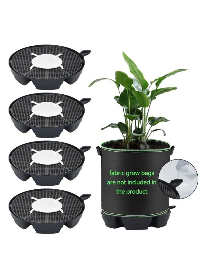 OTraki 4-Pack Self-Watering Pot Base, Auto Irrigation Fabric Pot Base with Watering Lip Use for Indoors Outdoors in Grow Tents, Greenhouses, Gardens, Black - Image 1