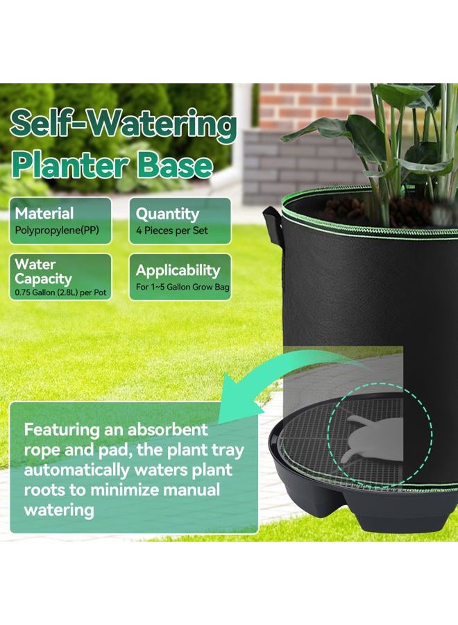 OTraki 4-Pack Self-Watering Pot Base, Auto Irrigation Fabric Pot Base with Watering Lip Use for Indoors Outdoors in Grow Tents, Greenhouses, Gardens, Black - Image 2