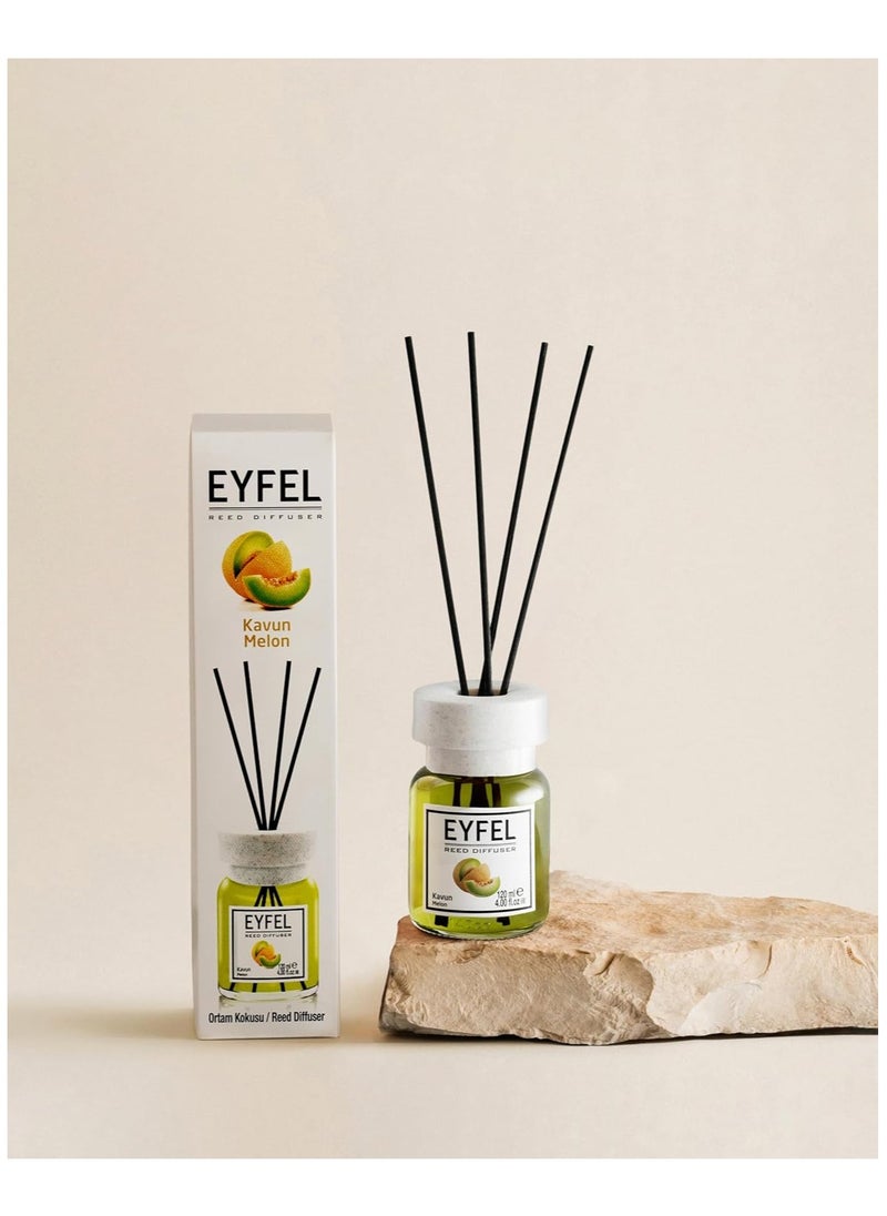 آيفيل مجموعة أعواد موزع الروائح العطرية برائحة البطيخ الحلو من EYFEL – 120 مل مع تصميم أنيق وأعواد موزعة للروائح العطرية تدوم طويلاً للحمامات وأماكن المعيشة والمكاتب والمتاجر وصالات العرض  - Image 2