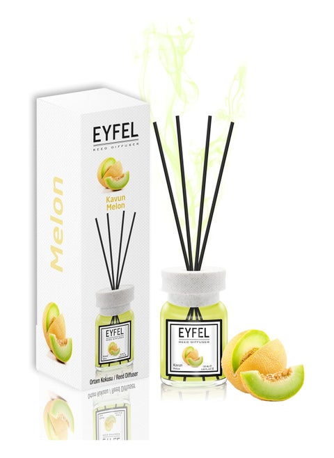 Sweet Melon Reed Diffuser Set – 120ML Fragrance with Elegant Design and Long-Lasting Oil Diffuser Sticks for Bathrooms, Living Spaces, Offices, Shops & Showrooms