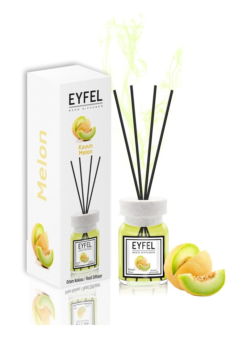 آيفيل مجموعة أعواد موزع الروائح العطرية برائحة البطيخ الحلو من EYFEL – 120 مل مع تصميم أنيق وأعواد موزعة للروائح العطرية تدوم طويلاً للحمامات وأماكن المعيشة والمكاتب والمتاجر وصالات العرض  - Image 1