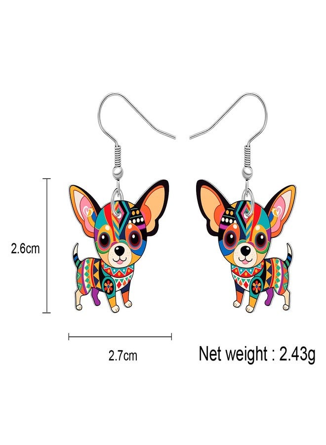 BONSNY Colorful Cute Chihuahua Dangle Earrings Mexican Folk Art Style Dog Pets Design Gifts for Chihuahua Lovers Women Fun Hypoallergenic Jewelry Accessories (Multicolor) - Image 5