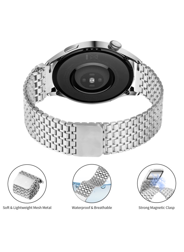 For Huawei Watch 3 Pro/Watch 3 Runner Bands Replacement Stainless Steel Magnetic Clasp Silver Watch Strap - Image 3