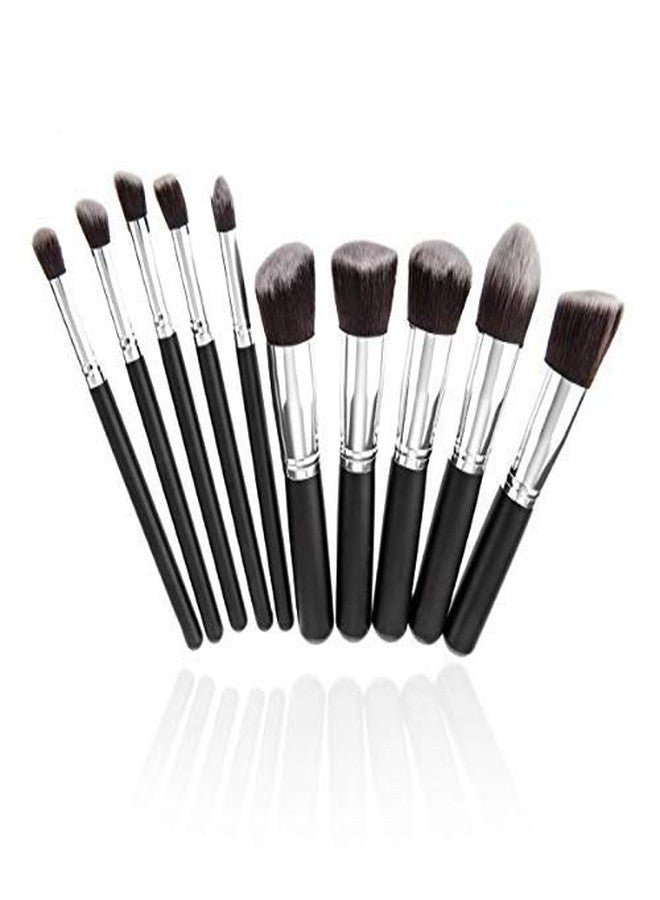 Premium 10 PCS Black Makeup Brush Set | Professional Soft Bristles | Foundation, Powder, Blush, Eyeshadow & Concealer Brushes | Luxury Makeup Tools for Flawless Finish - Image 5
