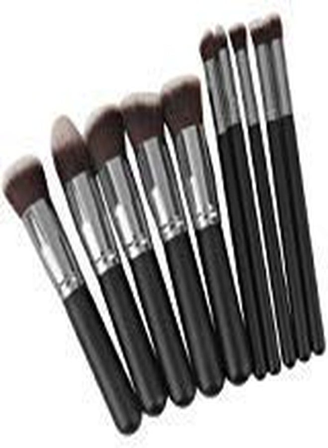 Premium 10 PCS Black Makeup Brush Set | Professional Soft Bristles | Foundation, Powder, Blush, Eyeshadow & Concealer Brushes | Luxury Makeup Tools for Flawless Finish - Image 2