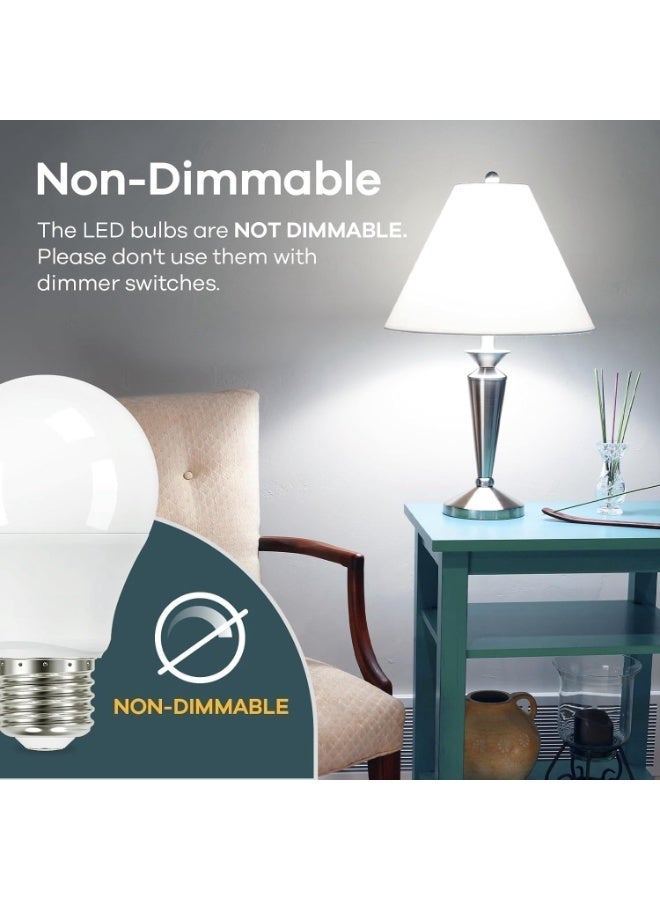 فكسر مصباح LED ١٢ واط، أبيض بارد، ضوء النهار ٦٥٠٠ كلفن، عبوة من ١٠ قطع، غير قابل للتعتيم، قاعدة E٢٧، ١٠٨٠ لومن، مصباح A٦٠ موفر للطاقة - عمر طويل، ضوء أبيض ساطع للمنزل والمكتب - Image 2