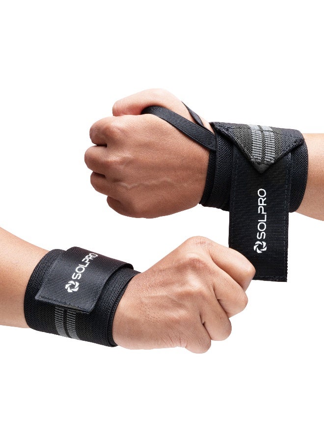 SOLPRO Savage Weight Lifting Wrist Support | Advanced Wrist Support for Powerlifting & Strength Training (Black/Grey) - Image 1