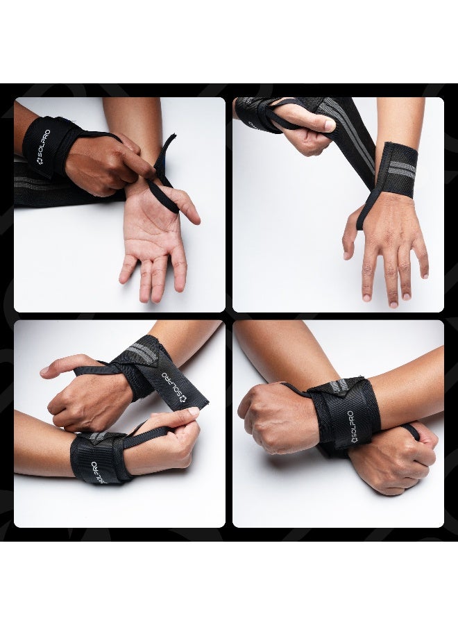 SOLPRO Savage Weight Lifting Wrist Support | Advanced Wrist Support for Powerlifting & Strength Training (Black/Grey) - Image 5