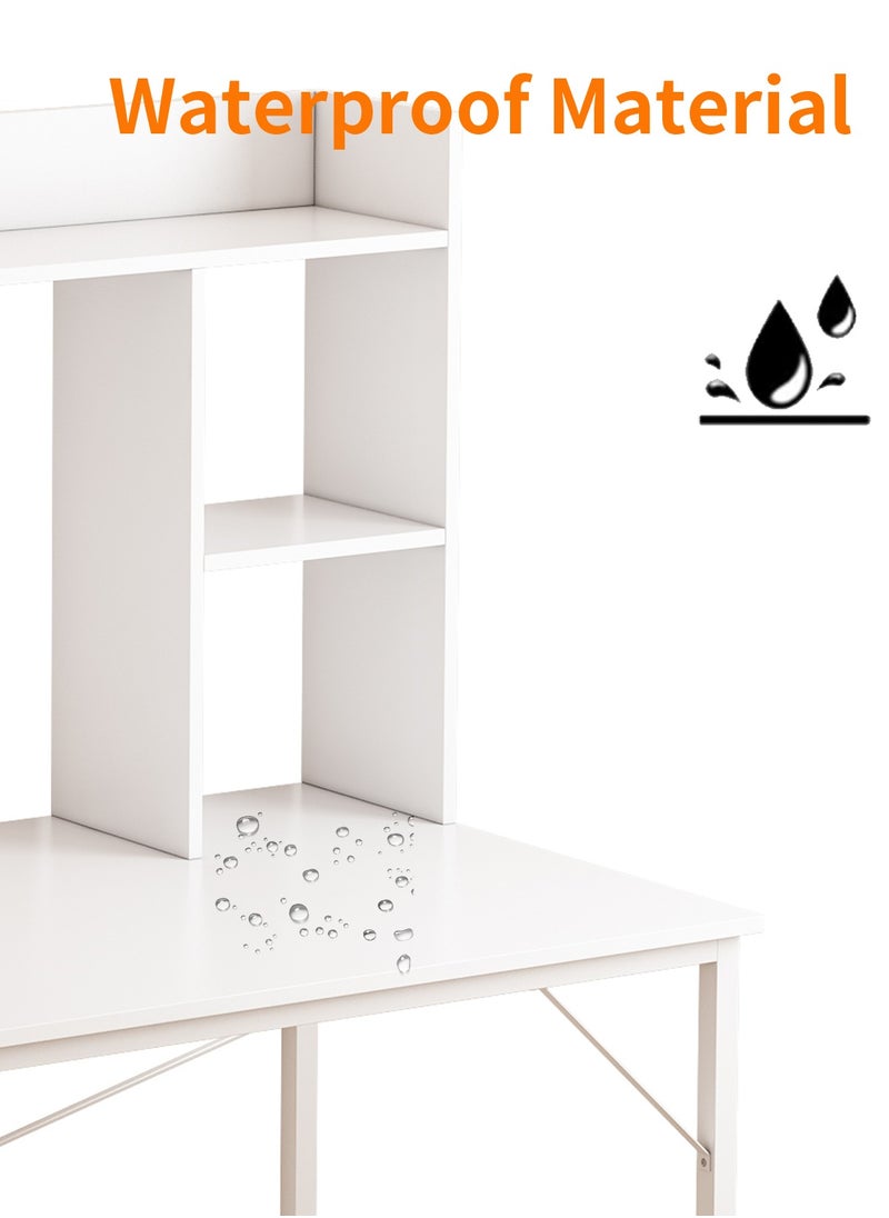 يانتنز مكتب كمبيوتر مع حقيبة تخزين، مكتب دراسة مع طبقة رف الكتب، مكاتب مكتب منزلية مع حامل طاولة مكتب وحدة المعالجة المركزية، مكتب دراسة للكتابة لغرفة النوم  - Image 3