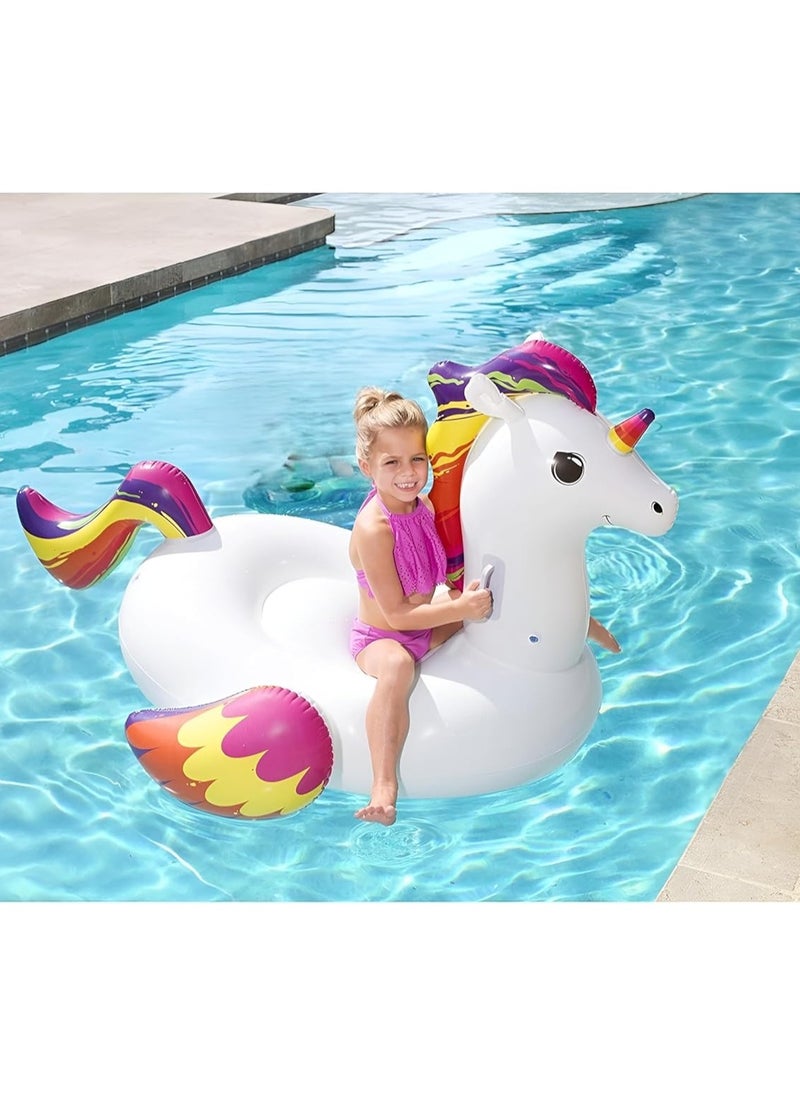 Bestway Big Size 164 x 224cm Unicorn Ride-On Pool Float, Summer Floating Pool Toys for Lake and Beach, Bestway-41113  - Image 1