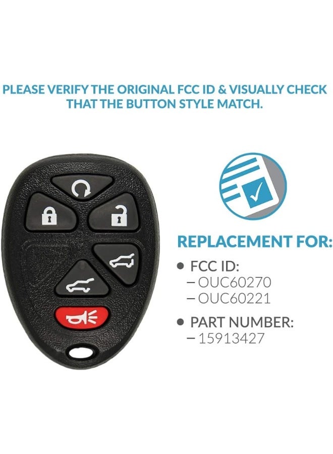 Keyless2Go Keyless Entry Car Key Replacement for Vehicles That Use 6 Button 15913427 OUC60270 Remote, Self-programming - 2 Pack - Image 4